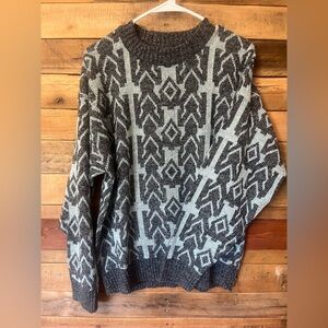 Vintage Le Tigre Charcoal & Light Blue Geo Crewneck Sweater